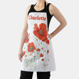 Oranje papaverbloemen gepersonaliseerd schort