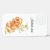 Oranje papaverbloemen groene bladeren monogram Case-Mate iPhone case (Achterkant (horizontaal))