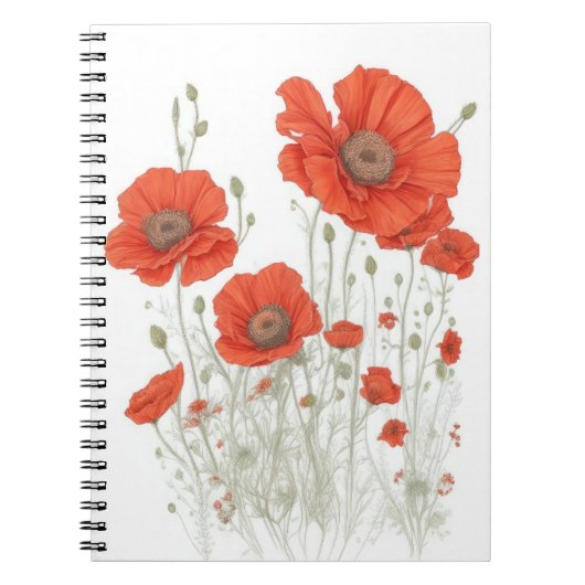 Oranje papaverbloemen notitieboek (Voorkant)