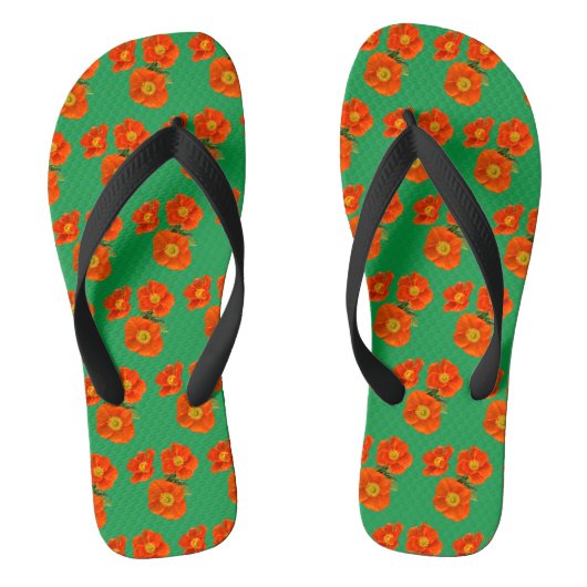 Oranje papaverbloemen Teenslippers (Voetbed)