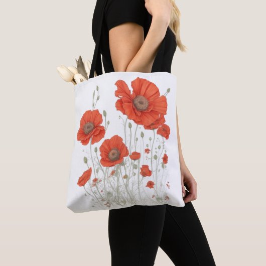Oranje papaverbloemen tote bag (Dichtbij)