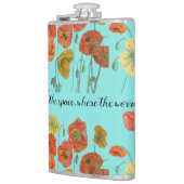 Oranje papaverbloemen: "Vertrouw in de ruimte" Aqu Heupfles (Links)