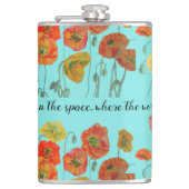 Oranje papaverbloemen: "Vertrouw in de ruimte" Aqu Heupfles (Voorkant)