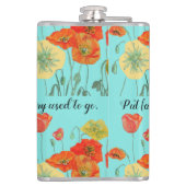 Oranje papaverbloemen: "Vertrouw in de ruimte" Aqu Heupfles (Achterkant)