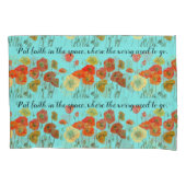 Oranje papaverbloemen: "Vertrouw in de ruimte" Aqu Kussensloop (Voorkant)