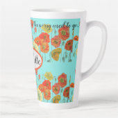 Oranje papaverbloemen: "Vertrouw in de ruimte"  Latte Mok (Rechts)