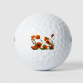 Oranje papaverbloemen Waterverf Floral Patronen Golfballen (Voorkant)