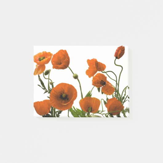 Oranje papaverbloemen Waterverf Floral Patronen Post-it® Notes (Voorkant)