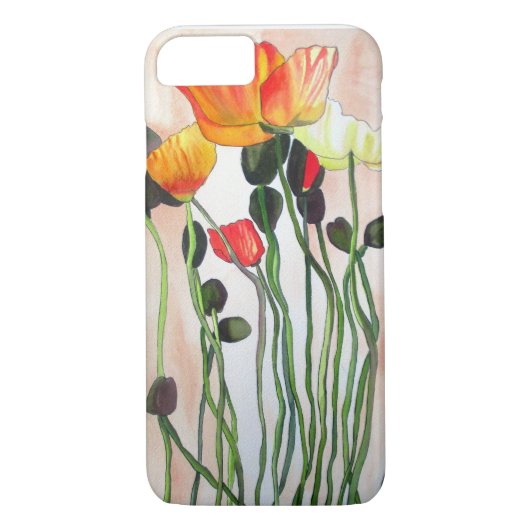 Oranje papaverbloemen waterverf kunst Case-Mate iPhone case (Achterkant)