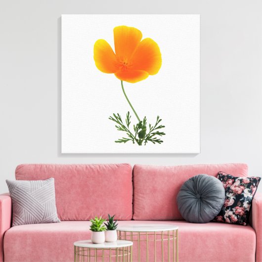 oranje papavercanvas afdrukken (Insitu (Woonkamer))