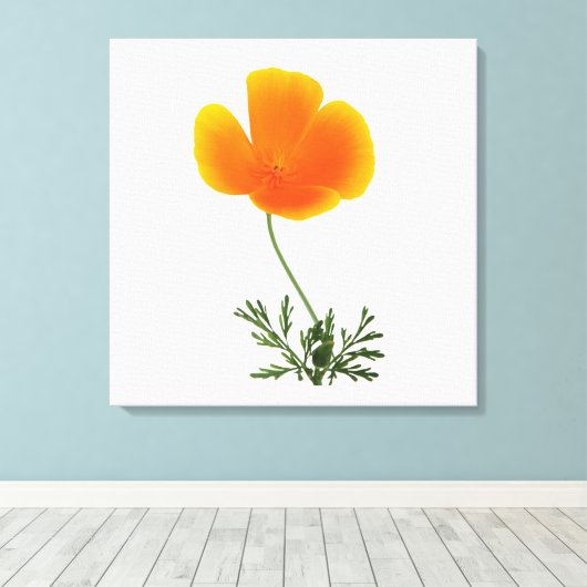 oranje papavercanvas afdrukken (Insitu (Houten vloer))