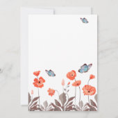 Oranje papavers en blauwe vlinders kaart (Achterkant)