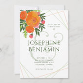 Oranje papavers met een moderne bruiloft botanisch kaart (Voorkant)