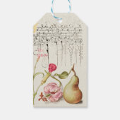 Oranje papavers, peer, geruite, Herfst oogst colla Cadeaulabel (Achterkant)