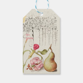 Oranje papavers, peer, geruite, Herfst oogst colla Cadeaulabel