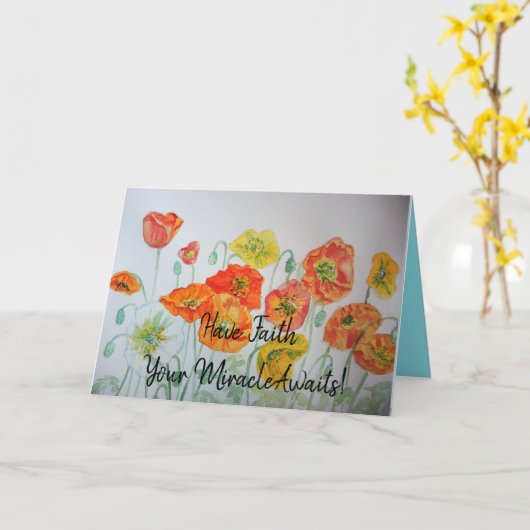 Oranje papavers vertrouwen je wonder dat je Kaart  (Gele Bloem)