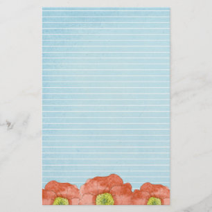 Oranje papavers Waterverf met briefschrijven Briefpapier