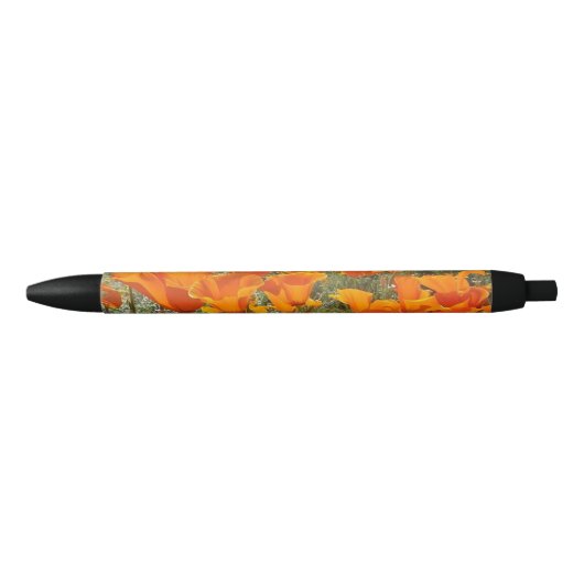 Oranje papaverveld bloemen zwarte inkt pen (Voorkant)