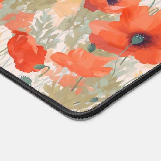 Oranje papaverweide bureaumat (Hoek)