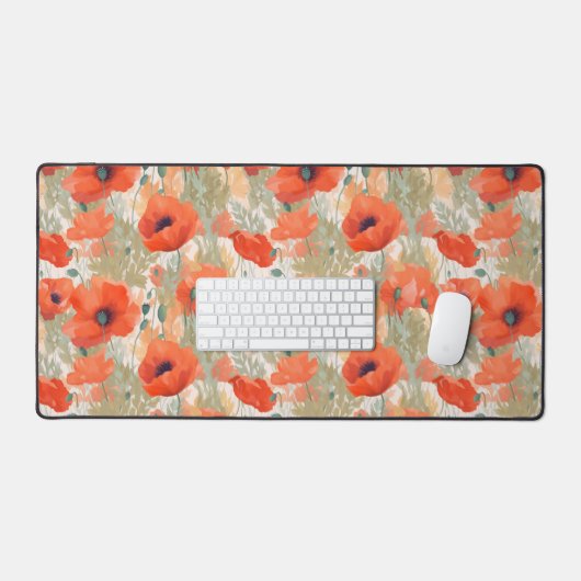 Oranje papaverweide bureaumat (Keyboard & Muis)