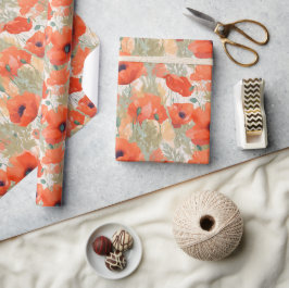 Oranje papaverweide cadeaupapier