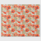 Oranje papaverweide cadeaupapier (Vlak)