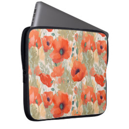 Oranje papaverweide laptop sleeve