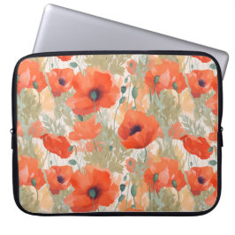 Oranje papaverweide laptop sleeve