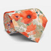 Oranje papaverweide stropdas (Opgerold)