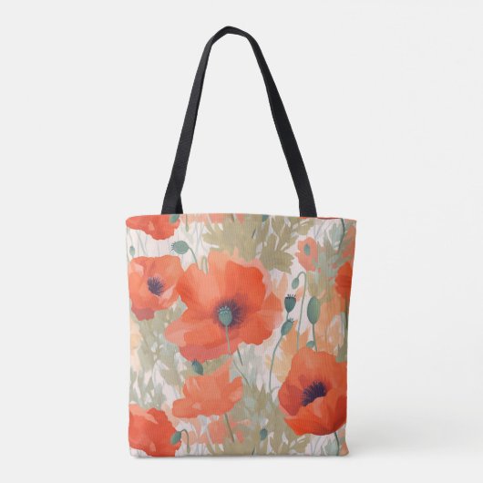 Oranje papaverweide tote bag (Achterkant)
