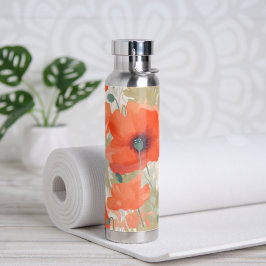 Oranje papaverweide waterfles
