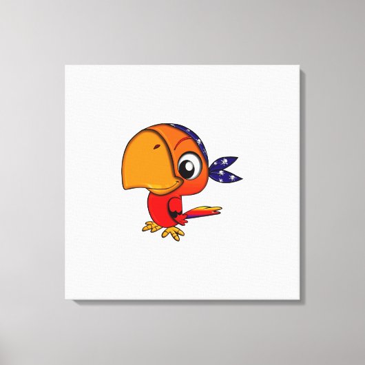 Oranje papegaai cartoon canvas afdruk (Voorkant)