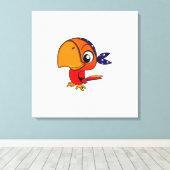 Oranje papegaai cartoon canvas afdruk (Insitu (Houten vloer))