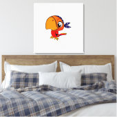 Oranje papegaai cartoon canvas afdruk (Insitu (Slaapkamer))