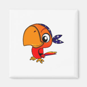 Oranje papegaai cartoon magneet
