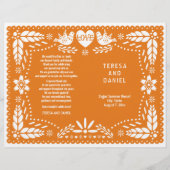 Oranje papel Picado bruiloft fista-vouwprogramma (Voorkant)
