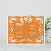 Oranje papel Picado bruiloft fista-vouwprogramma (Staand voorkant)