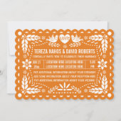 Oranje papel picado houdt van de fiësta bruiloft kaart (Voorkant)