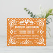 Oranje papel picado houdt van de fiësta bruiloft kaart (Staand voorkant)