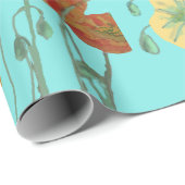 Oranje papier met rode papaver Aqua Waterverf (Rol Hoek)