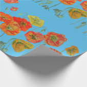 Oranje papier met rode papavers blauw Waterverf (Hoek)