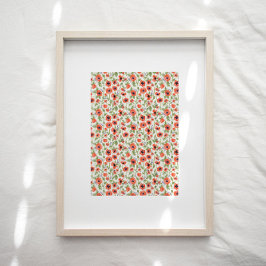 Oranje papies Floral Pattern-kunst Poster