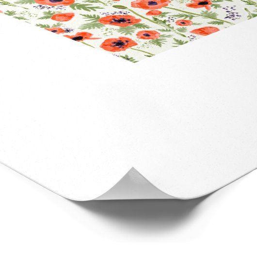 Oranje papies Floral Pattern-kunst Poster (Hoek)