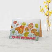 Oranje papies Waterverf Happy Birthday-kaart Kaart (Gele Bloem)