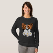 Oranje papillon met bloemen t-shirt (Voorkant volledig)