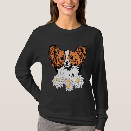 Oranje papillon met bloemen t-shirt (Voorkant)