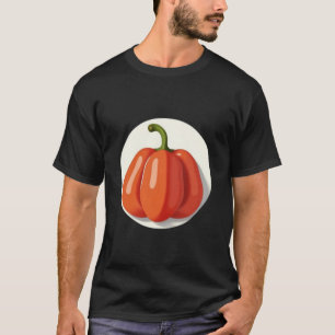 Oranje Paprika Fruit in een witte cirkel Achtergro T-shirt