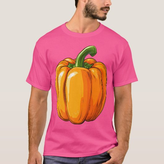 Oranje paprika Retro T-shirt (Voorkant)