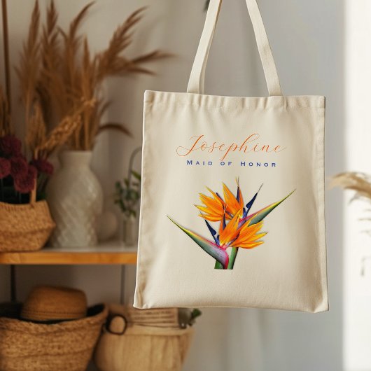 Oranje paradijsvogel Bloemenbruidsmeisje Tote Bag