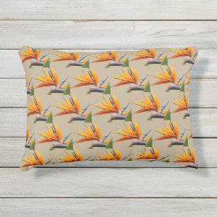 Oranje paradijsvogel Plant op Khaki Buitenkussen